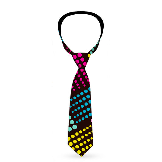 Necktie Standard - Halftone Blocks Charcoal Pinks Greens Orange Yellow