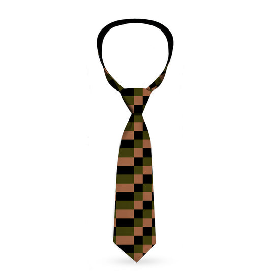 Necktie Standard - Checker Trio Tan Black Olive