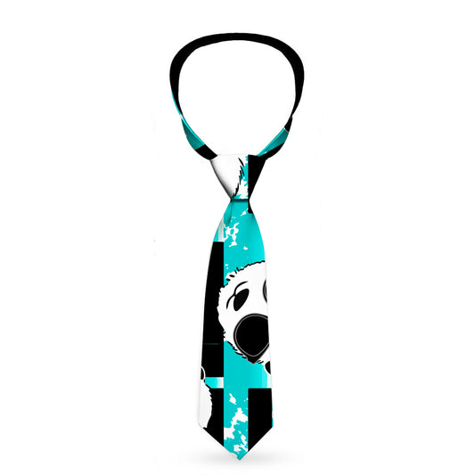 Necktie Standard - Multi Panda w Sunglasses Stripe Turquoise Black