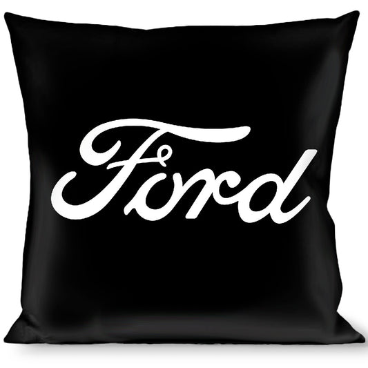 Pillow - THROW - FORD Script Centered Black/White