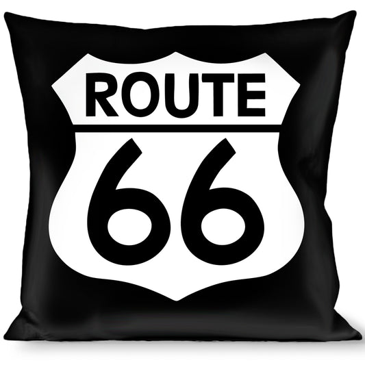 Buckle-Down Throw Pillow - ROUTE 66 Highway Sign Repeat Black/White