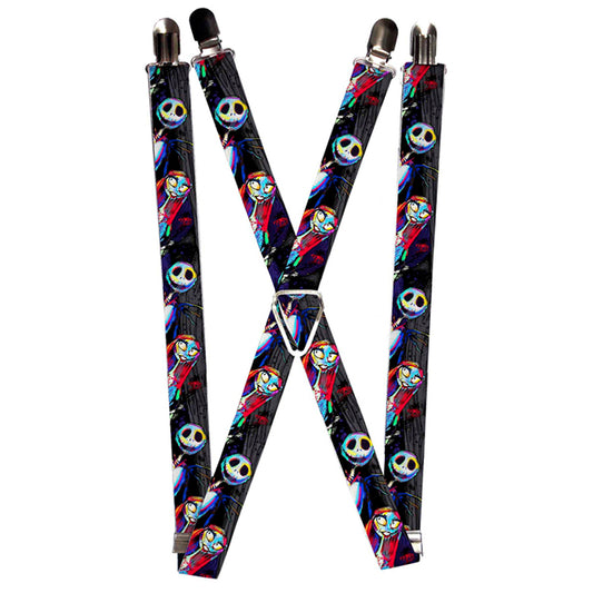 Suspenders - 1.0" - Nightmare Before Christmas Jack & Sally Pose Electric Glow