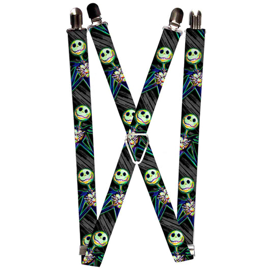 Suspenders - 1.0" - Nightmare Before Christmas Jack Crossed Hands Pose Electric Glow