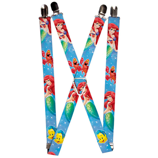 Suspenders - 1.0" - Ariel, Flounder & Sebastian Sparkles Blue