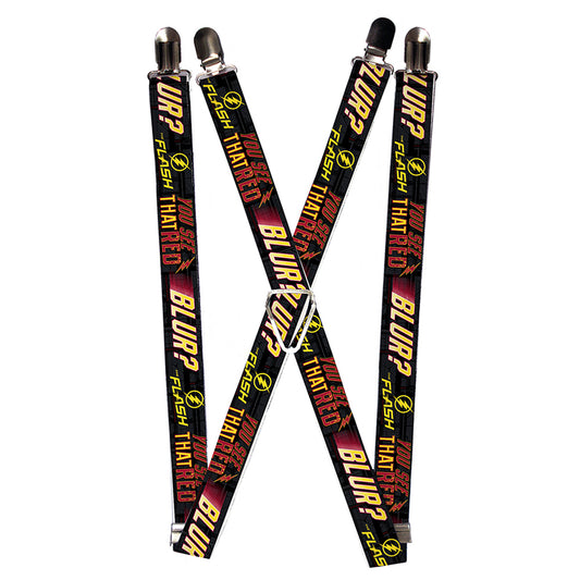 Suspenders - 1.0" - THE FLASH Logo YOU SEE THAT RED BLUR? Grays Yellows Reds