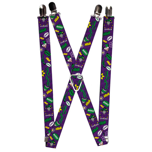 Suspenders - 1.0" - THE JOKER Elements Collage Purple Green Yellow White