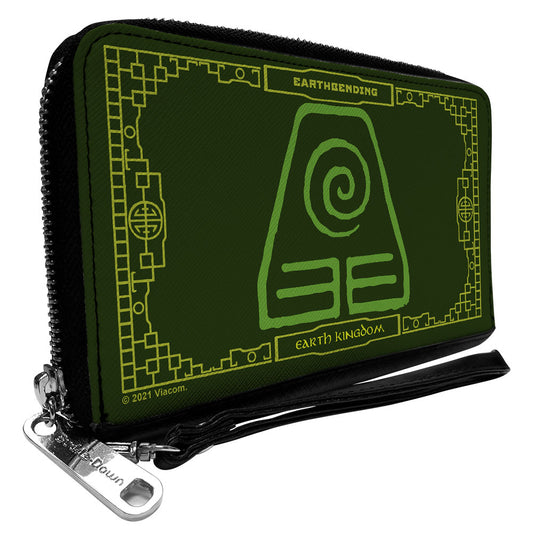 PU Zip Around Wallet Rectangle - Avatar the Last Airbender EARTHBENDING EARTH KINGDOM Icon Greens Yellow