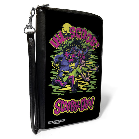 PU Zip Around Wallet Rectangle - Scooby-Doo Monsters Chasing Shaggy UH SCOOB! Pose Black/Multi Color