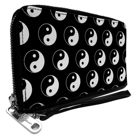 PU Zip Around Wallet Rectangle - Yin Yang Monogram Black/White