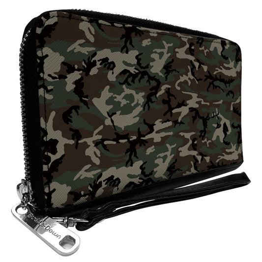 PU Zip Around Wallet Rectangle - Camo Olive4