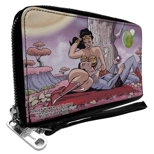 PU Zip Around Wallet Rectangle - Superman/Wonder Woman Issue #14 Sitting Under Tree Variant Cover Pose