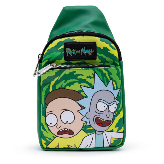 Cross Body Sling Bag  - Rick and Morty Get Schwifty Portal Pose Greens