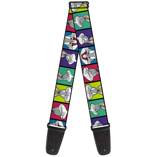 Guitar Strap - Bugs Bunny Expression Blocks Multi Color