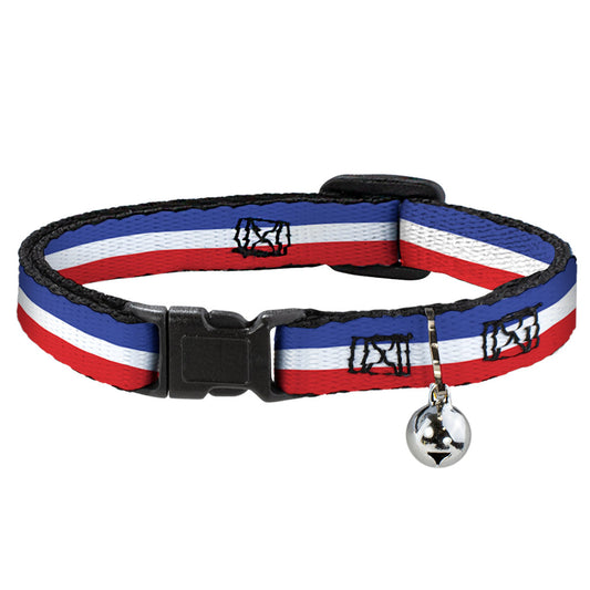 Cat Collar Breakaway - Stripes Blue White Red