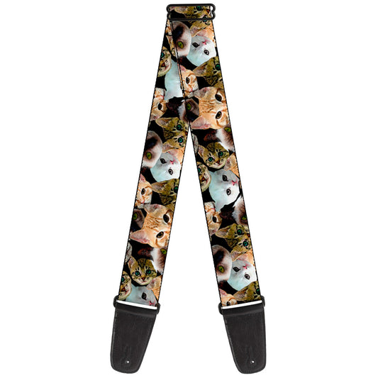 Guitar Strap - Kitten Faces Scattered Black