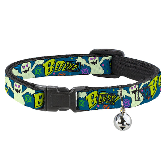 Cat Collar Breakaway - Ghost BOO! Blue Multi Color
