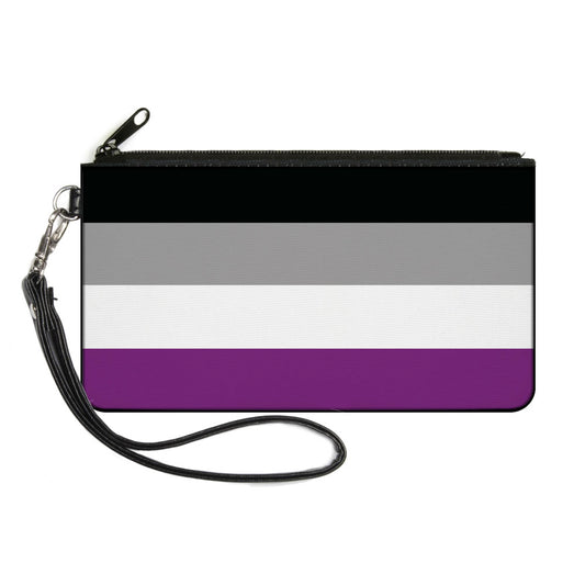 Canvas Zipper Wallet - LARGE - Flag Asexual Black Gray White Purple