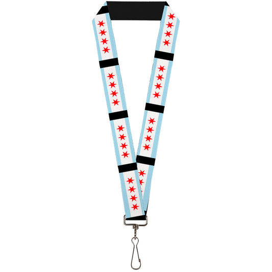 Lanyard - 1.0" - Chicago Flags Black