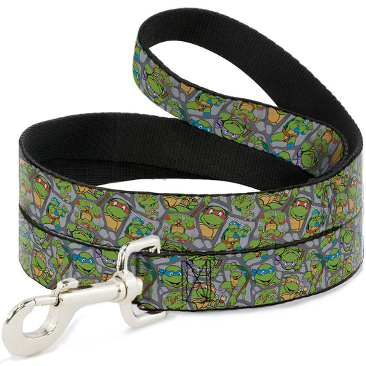 Dog Leash - Classic TMNT Expression & Pose Turtle Shell Collage Lavender