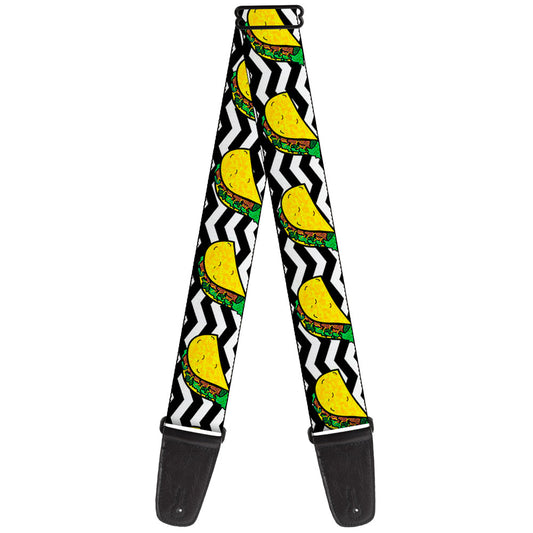 Guitar Strap - Taco Chevron Black White