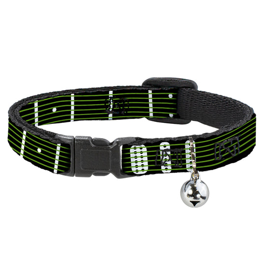 Cat Collar Breakaway - Guitar Neck Black White Lime Green