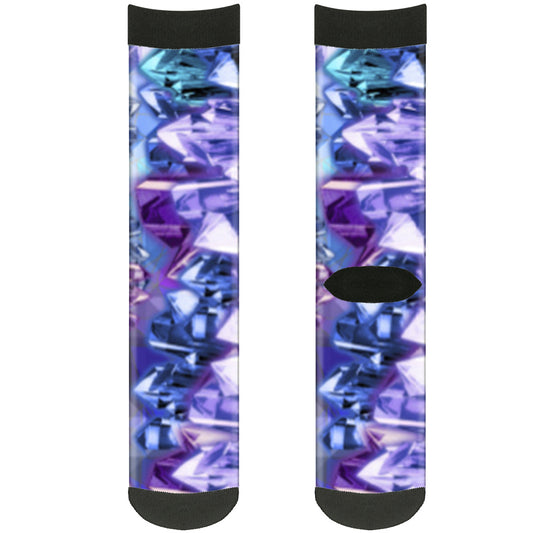 Sock Pair - Polyester - Crystals2 Blues Purples - CREW