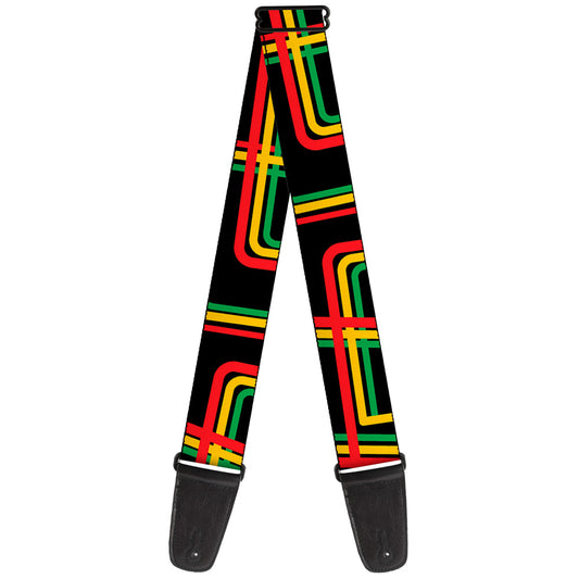 Guitar Strap - Maze Lines Black Rasta