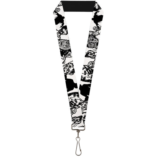 Lanyard - 1.0" - Zombies White Black