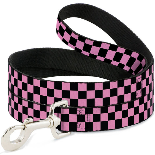 Dog Leash - Checker Black/Baby Pink