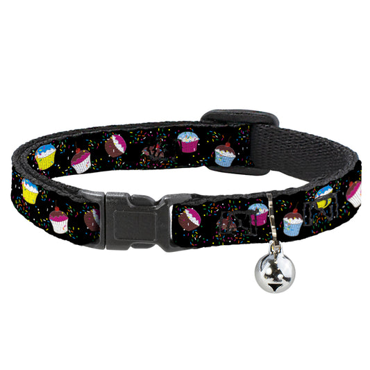 Cat Collar Breakaway - Cupcake Sprinkles Black Multi Color