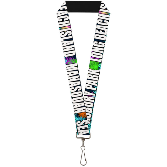 Lanyard - 1.0" - New Jersey Shore Towns Black Multi Color White