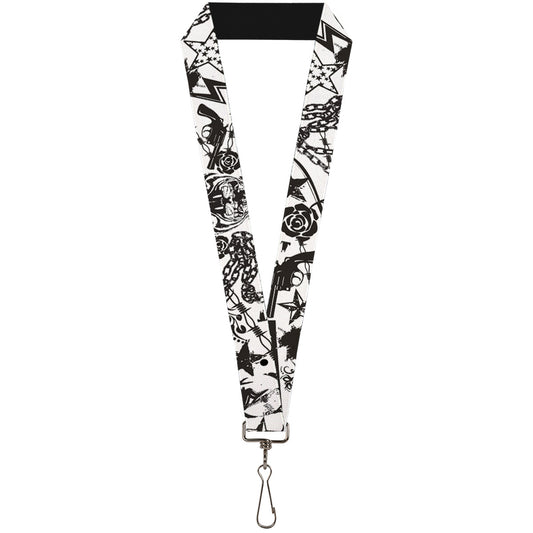 Lanyard - 1.0" - Madness White Black