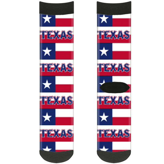Sock Pair - Polyester - Texas Flag TEXAS - CREW