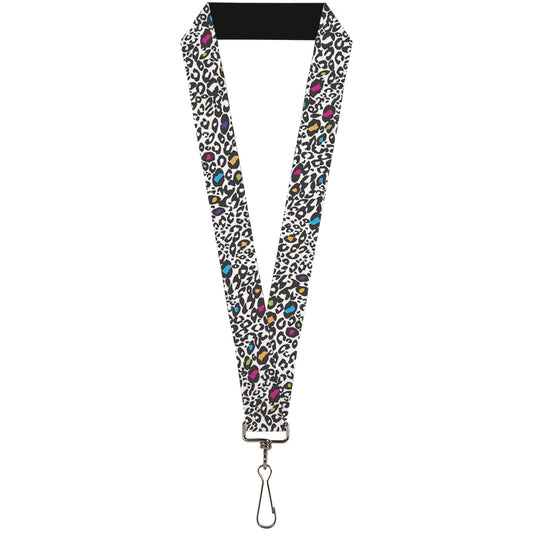 Lanyard - 1.0" - Leopard White Black Multi Color