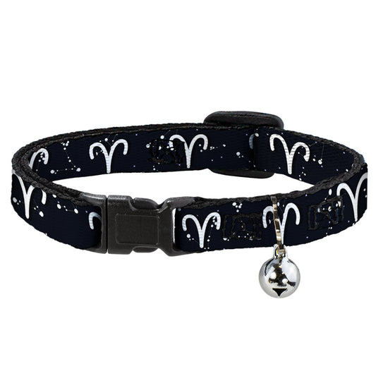 Cat Collar Breakaway - Zodiac Aries Symbol Constellations Black White