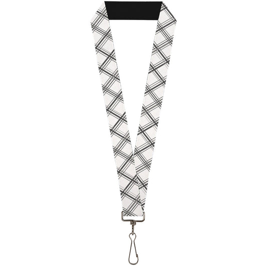 Lanyard - 1.0" - Plaid X White Gray