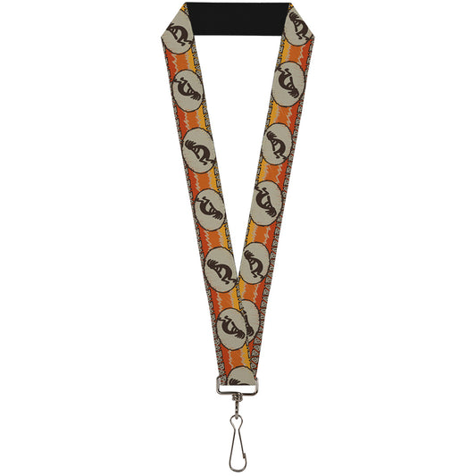 Lanyard - 1.0" - Kokopelli Icon Western Tan Brown Reds