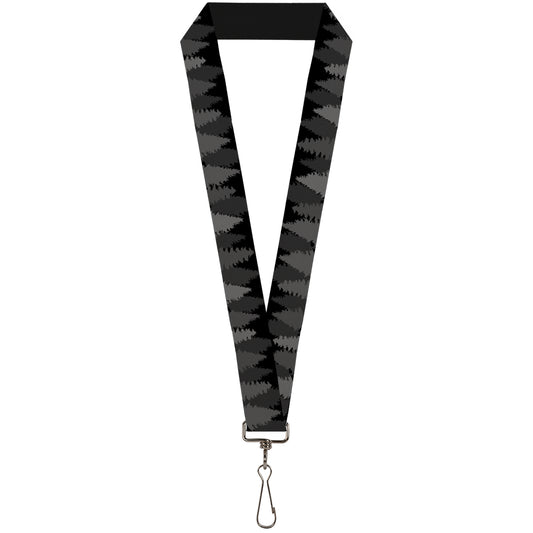 Lanyard - 1.0" - Pine Tree Silhouettes Black Grays