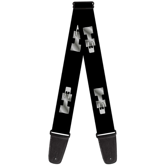 Guitar Strap - H3 Black Silver Logo REPEAT