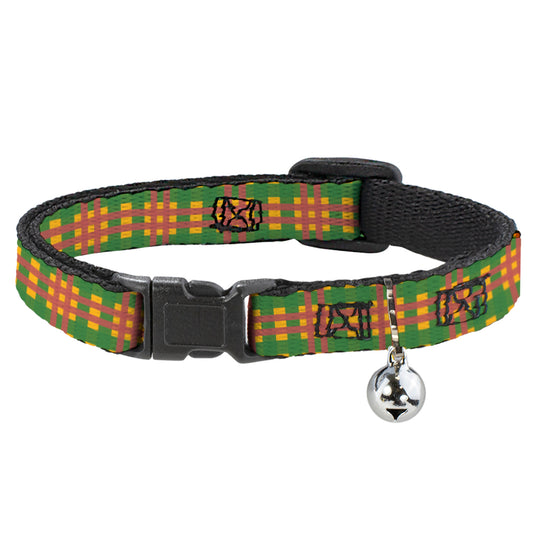 Cat Collar Breakaway - Plaid Gold Green Pink