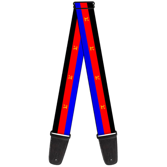 Guitar Strap - Flag Polyamorous Pi Symbol Blue Red Black Yellow