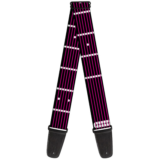 Guitar Strap - Guitar Neck Black White Pink