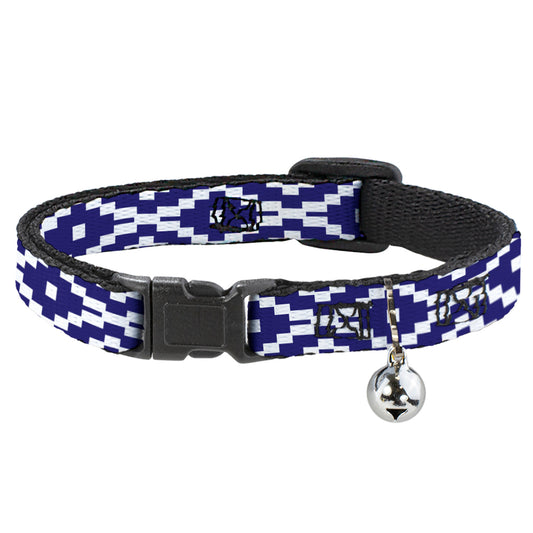 Cat Collar Breakaway - Geometric Diamond Blue White