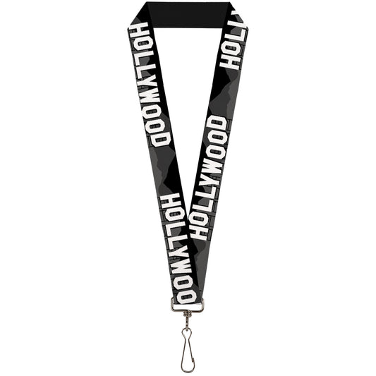 Lanyard - 1.0" - HOLLYWOOD Sign Skyline Black Grays White