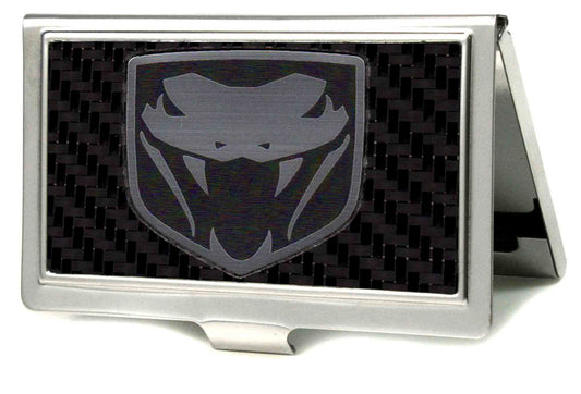 Business Card Holder - SMALL - Dodge Viper Marquetry Carbon Fiber Metal