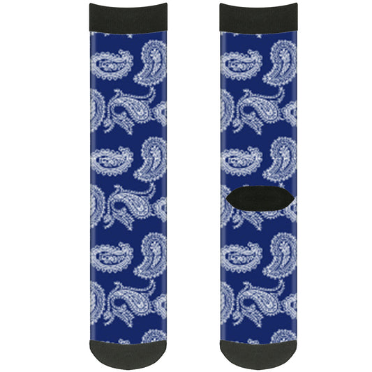 Sock Pair - Polyester - Paisley Blue White - CREW
