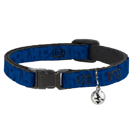 Cat Collar Breakaway - Golfing Silhouettes Collage Blues