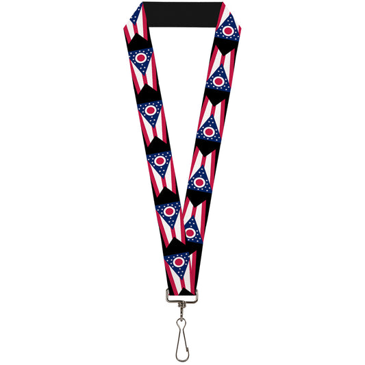 Lanyard - 1.0" - Ohio Flag Repeat Black