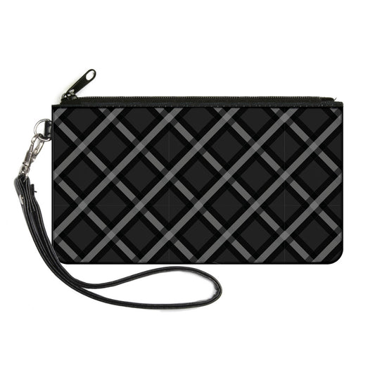 Canvas Zipper Wallet - SMALL - Buffalo Plaid X Charcoal Black Gray