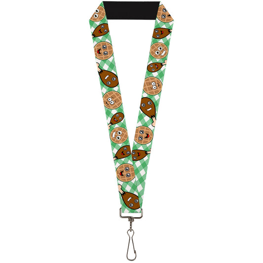 Lanyard - 1.0" - Fried Chicken & Waffles Plaid White Green